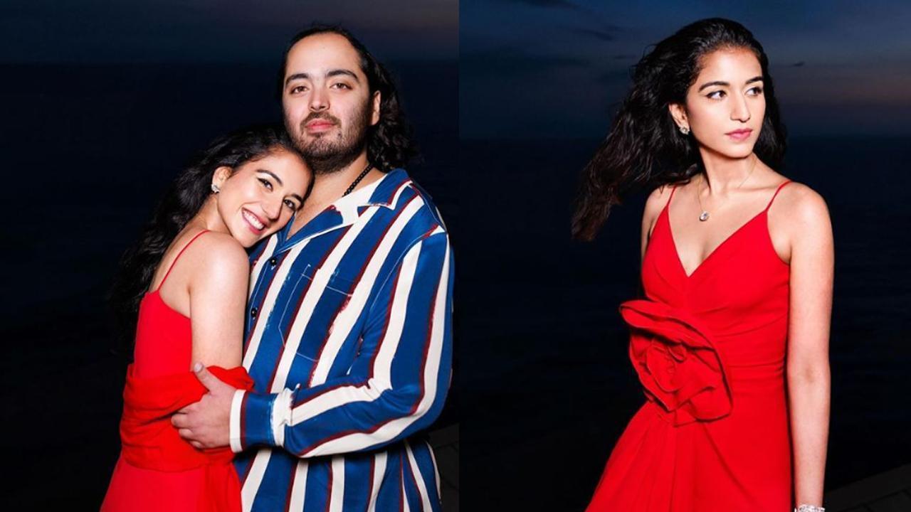 Radhika Merchant Stuns In Red Balmain Dress Alongside Anant Ambani On ...