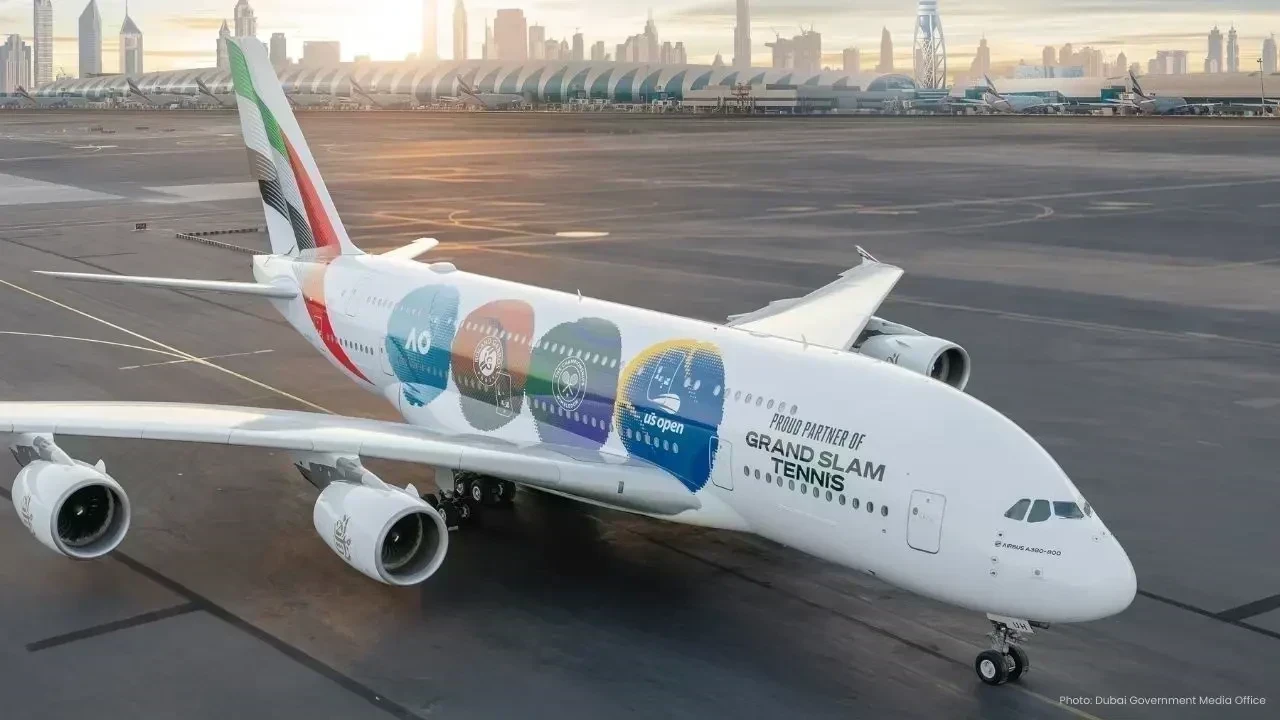 Emirates Unveils Airbus A380 Grand Slam Tennis Livery